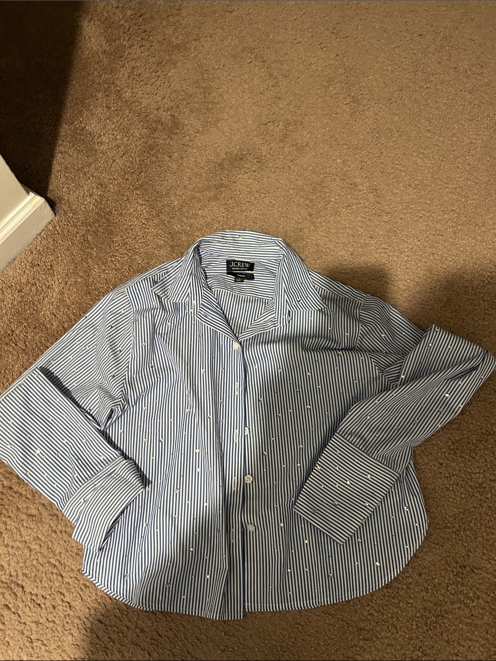 J. Crew Blue and White Striped Button-Down Shirt